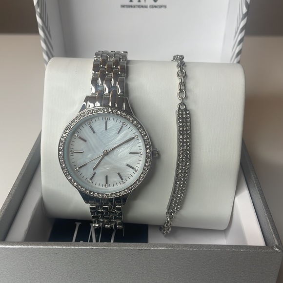 International Concepts Watch and Bracelet Set - Silver Tone with Crystals - Picture 3 of 7